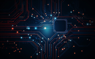 Digital technology futuristic banner with circuit lines 