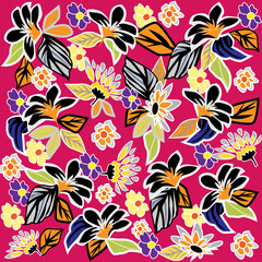 Fondo floral en tonos vivos.