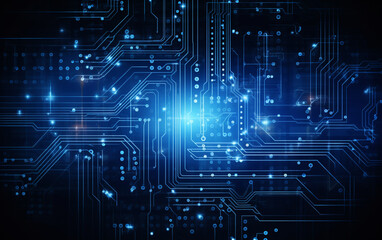 Digital technology futuristic banner with circuit lines 