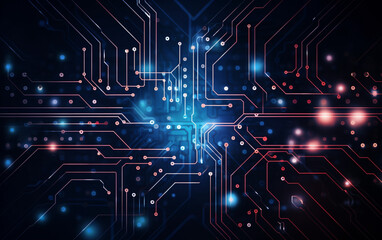 Digital technology futuristic banner with circuit lines 