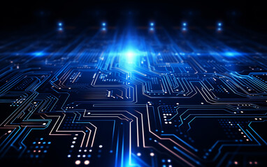 Digital technology futuristic banner with circuit lines 