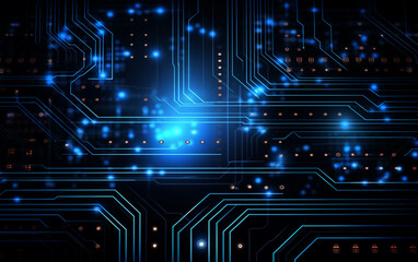 Obraz premium Digital technology futuristic banner with circuit lines 