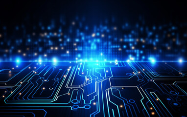 Digital technology futuristic banner with circuit lines 