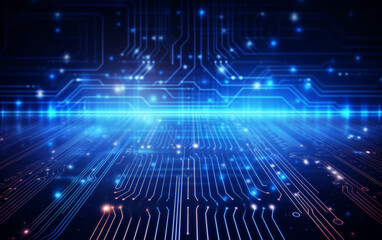 Obraz premium Digital technology futuristic banner with circuit lines 