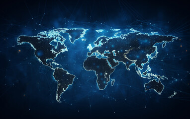 Naklejka premium Digital world map hologram blue background