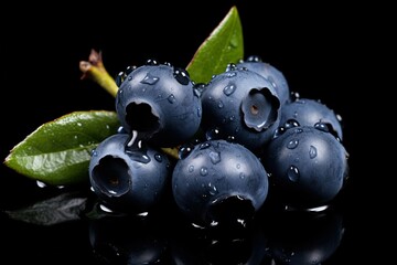Blueberry isolated on black background