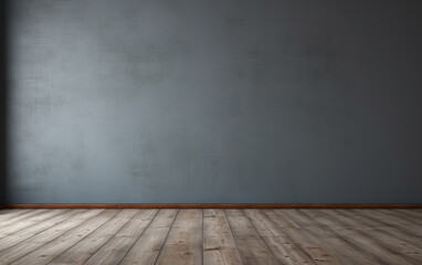 Empty room gray wall room with wooden floor 