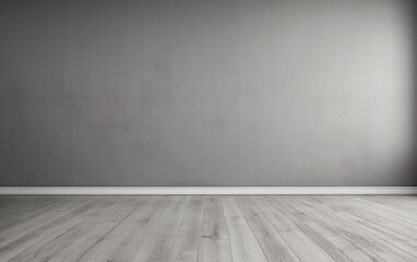 Empty room gray wall room with wooden floor 