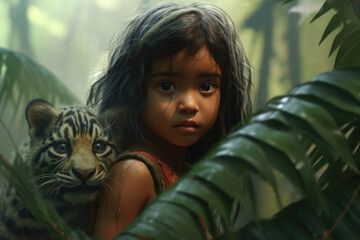 A courageous little one pushes through a formidable jungle her face filled with determination and her heart full of hope