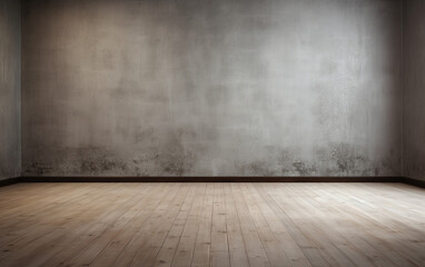 Empty room gray wall room with wooden floor 