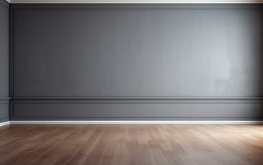 Empty room gray wall room with wooden floor