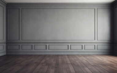 Empty room gray wall room with wooden floor