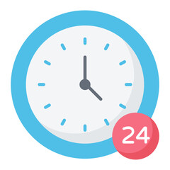 24 Hours Service Flat Icon