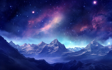 Galaxy nature aesthetic background starry sky mountain remixed media