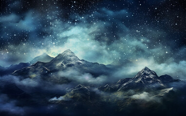 Galaxy nature aesthetic background starry sky mountain remixed media