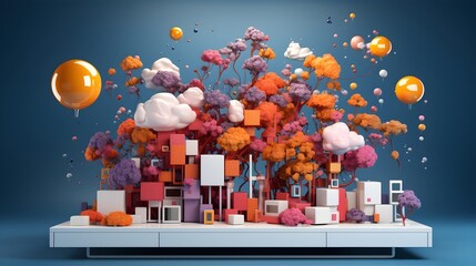 Naklejka premium Infinite Creativity: Modern Minimalism in a 3D Social Network Post