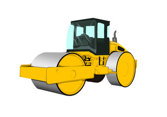 heavy equipment, yellow road rollers without background