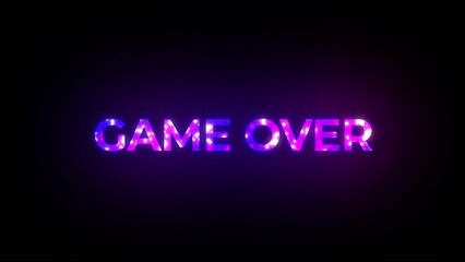 Game Over opener. Colorful glow animation with glitch elements 