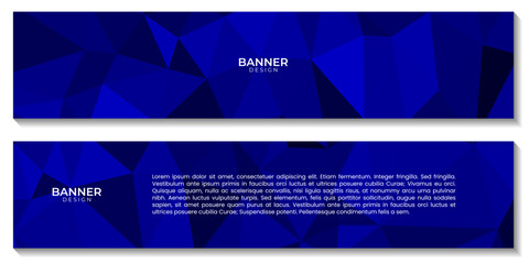 Fototapeta premium set of banners. abstract blue geometric triangle pattern background for business project