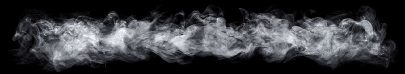 Line of real smoke swirling outwards. Dramatic smoke or fog effect for spooky Halloween or other dramatic background overlay. © Leigh Prather