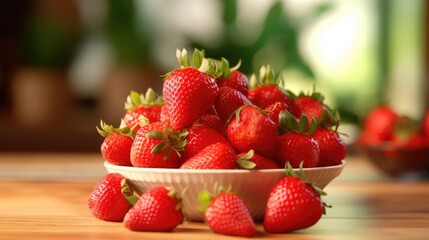 Ciotola di fragole, strawberries. Generative AI