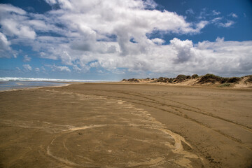 Endless miles of deserted beach with no people at all at Ninety Mile Beach in Northland NZ