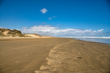 Endless miles of deserted beach with no people at all at Ninety Mile Beach in Northland NZ