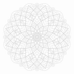 Gray mandala on white isolated background. Mandala with floral patterns. Yoga template