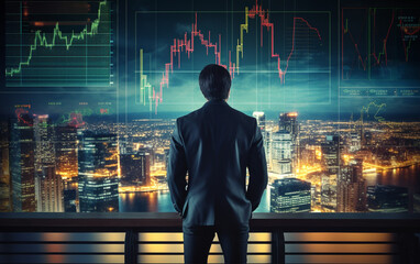 Business man trader investor analysis for stock market concept for trading fund data statistic