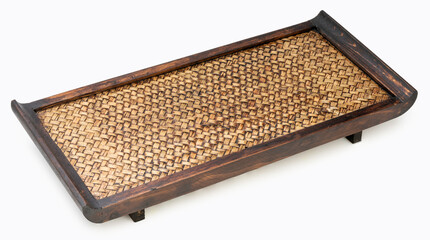 Wooden tray isolated on white background, Bamboo Wooden tray on white Background With clipping path.