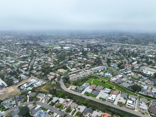Obraz premium Aerial view of Del Mar coastline and beach, San Diego County, California, USA. Pacific ocean 