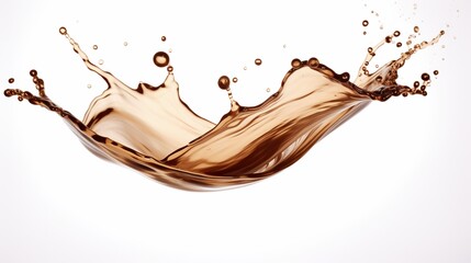 Fototapeta premium wave of splashing coffee with coffee beans, isolated on white
