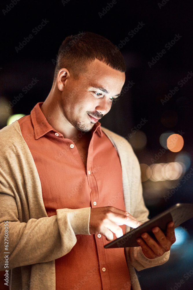 Poster the internet is full of success stories. cropped shot of a businessman using a digital tablet while 