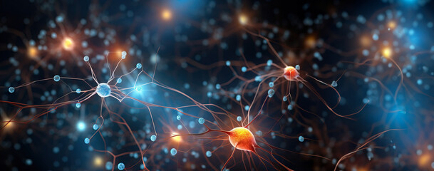 Neural Network: Close-Up of Neuron Glial Cells