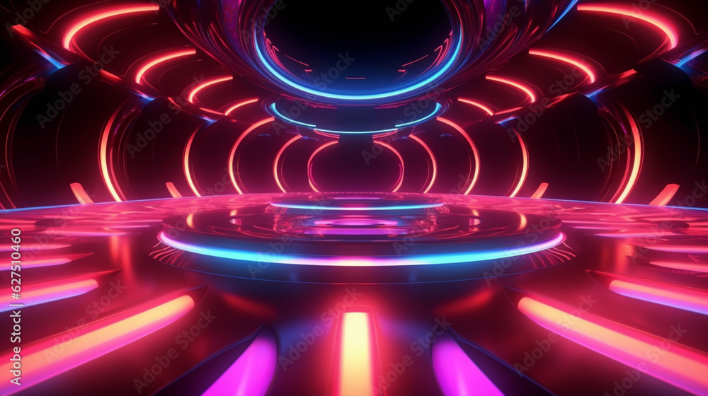 Wall mural futuristic cyberspace backgrounds in neon colors. neon and futuristic maps and roads. futuristic spa