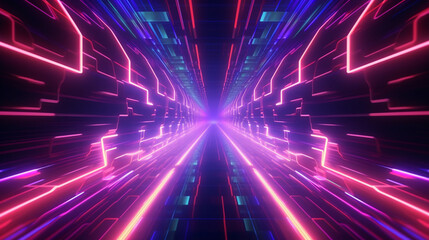 Fototapeta premium Futuristic cyberspace backgrounds in neon colors. Neon and futuristic maps and roads. Futuristic spaces.