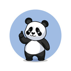 Panda Raised Hand OK Illustration