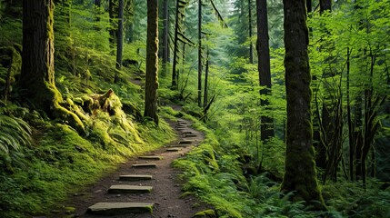 Footpath in the forest, forest path, forest trail, 