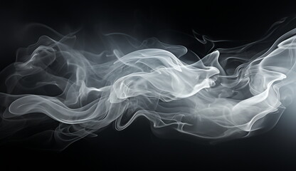 A mesmerizing image capturing thick white smoke billowing against a dramatic black backdrop. Based on Generative Ai.