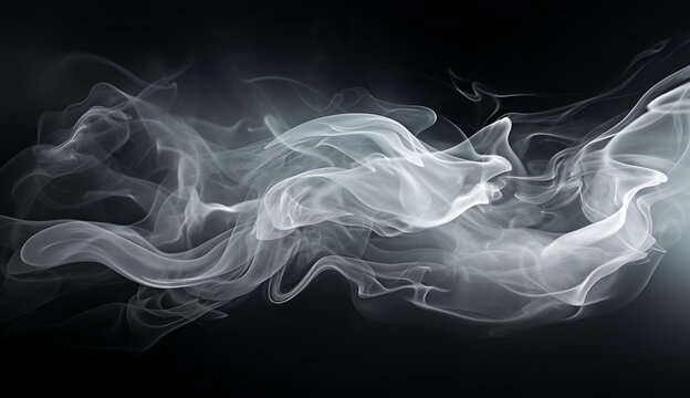 A mesmerizing image capturing thick white smoke billowing against a dramatic black backdrop. Based on Generative Ai.