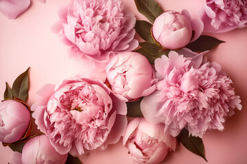 A Captivating Composition: Gorgeous Pink Peonies on a Soft Pink Canvas
