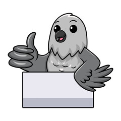 Cute northern mockingbird cartoon giving thumb up