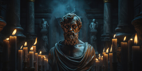 Bust of Greek philosopher Aristotle. Generative AI - obrazy, fototapety, plakaty