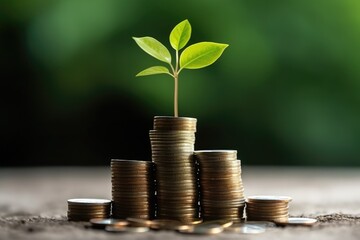 ESG concept of environmental, social, and governance.ESG small tree on stack coins idea for esg investment sustainable organizational development. account the environment - obrazy, fototapety, plakaty