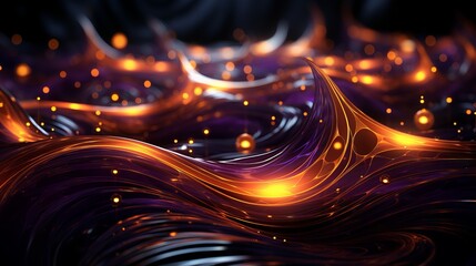 A purple and gold fractal like abstract background. Generative AI. 