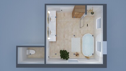 Bathroom Design And Interior Rendering
