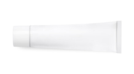 Tube of ointment isolated on white, top view. Space for text