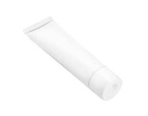 Tube of ointment isolated on white, space for text