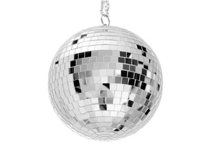 Shiny silver disco ball isolated on white