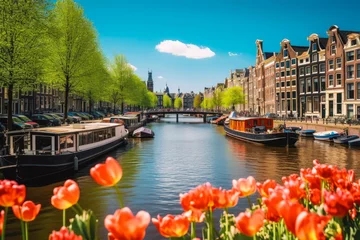 Foto op Aluminium Amsterdam Netherlands travel destination. Tour tourism exploring. © VisualProduction